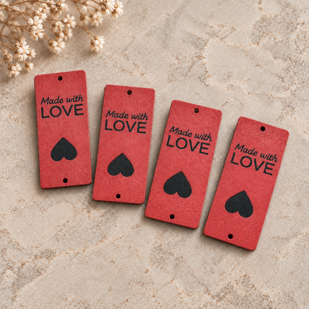 Faux Leather Handmade with Love Labels