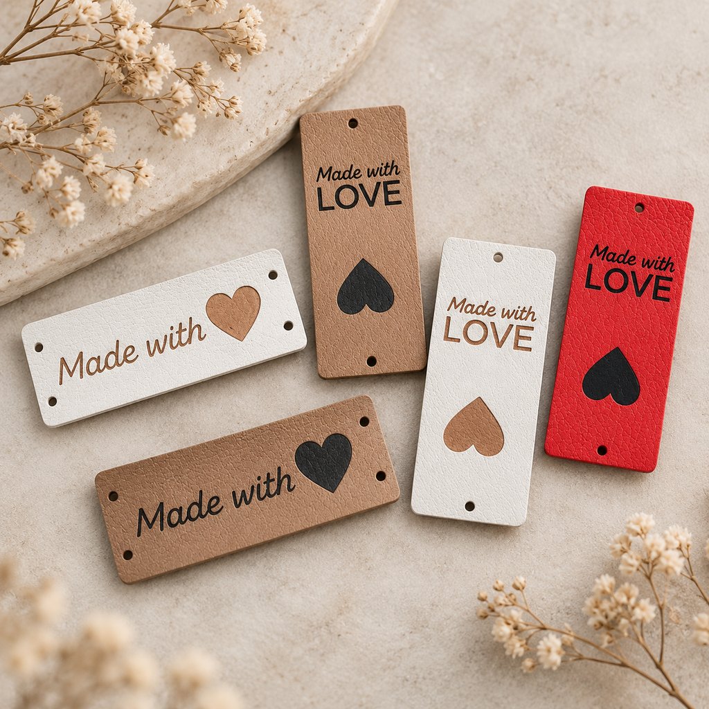 Faux Leather Handmade with Love Labels