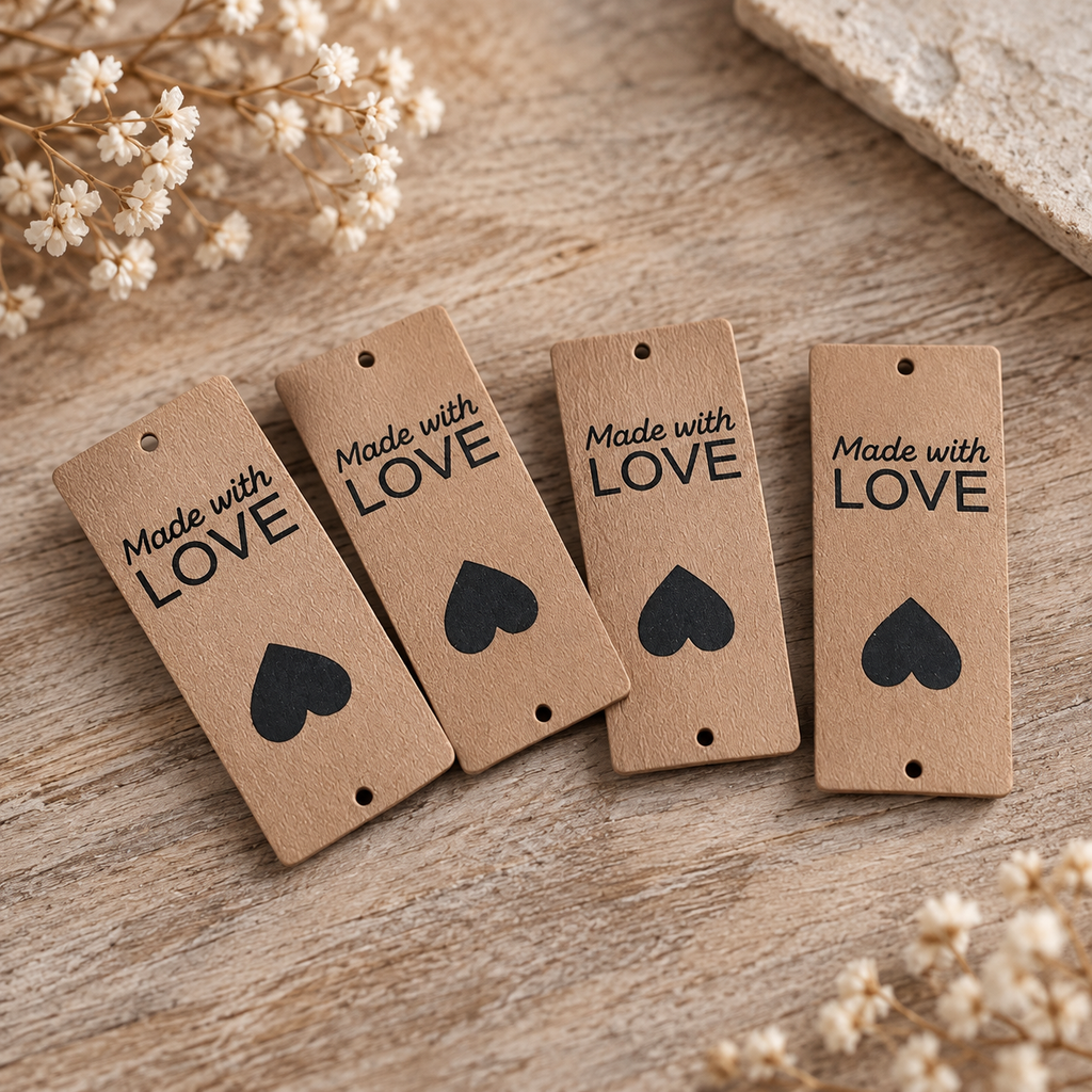 Faux Leather Handmade with Love Labels