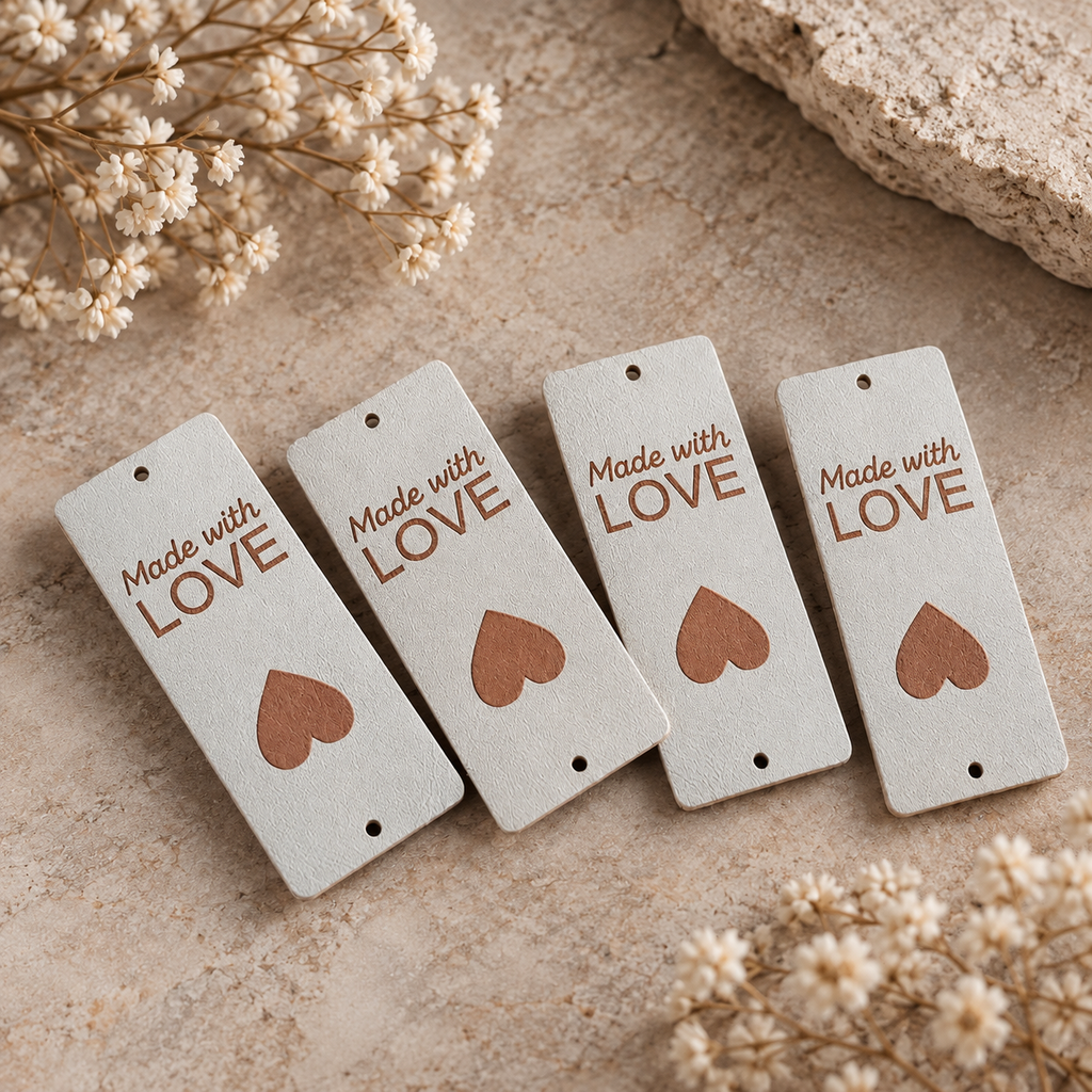 Faux Leather Handmade with Love Labels