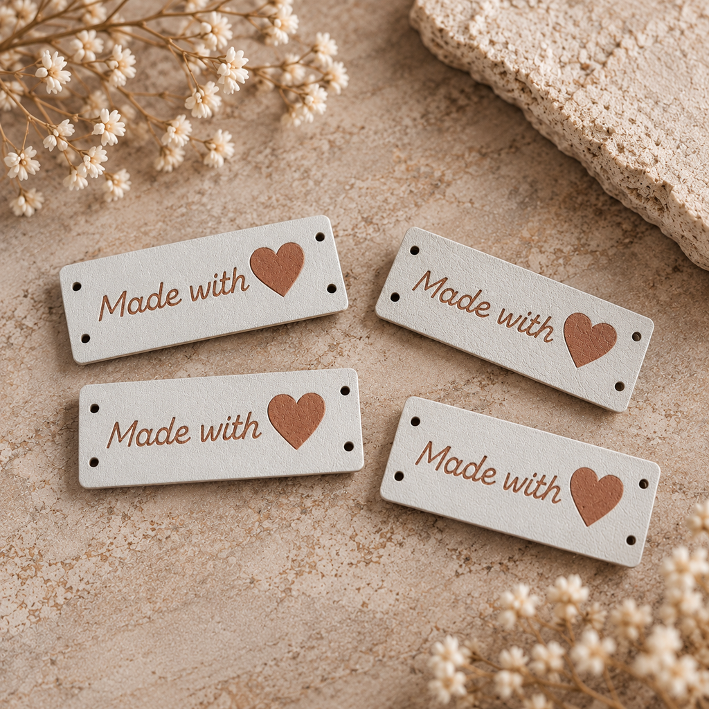Faux Leather Handmade with Love Labels