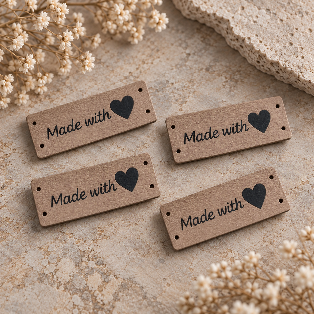 Faux Leather Handmade with Love Labels
