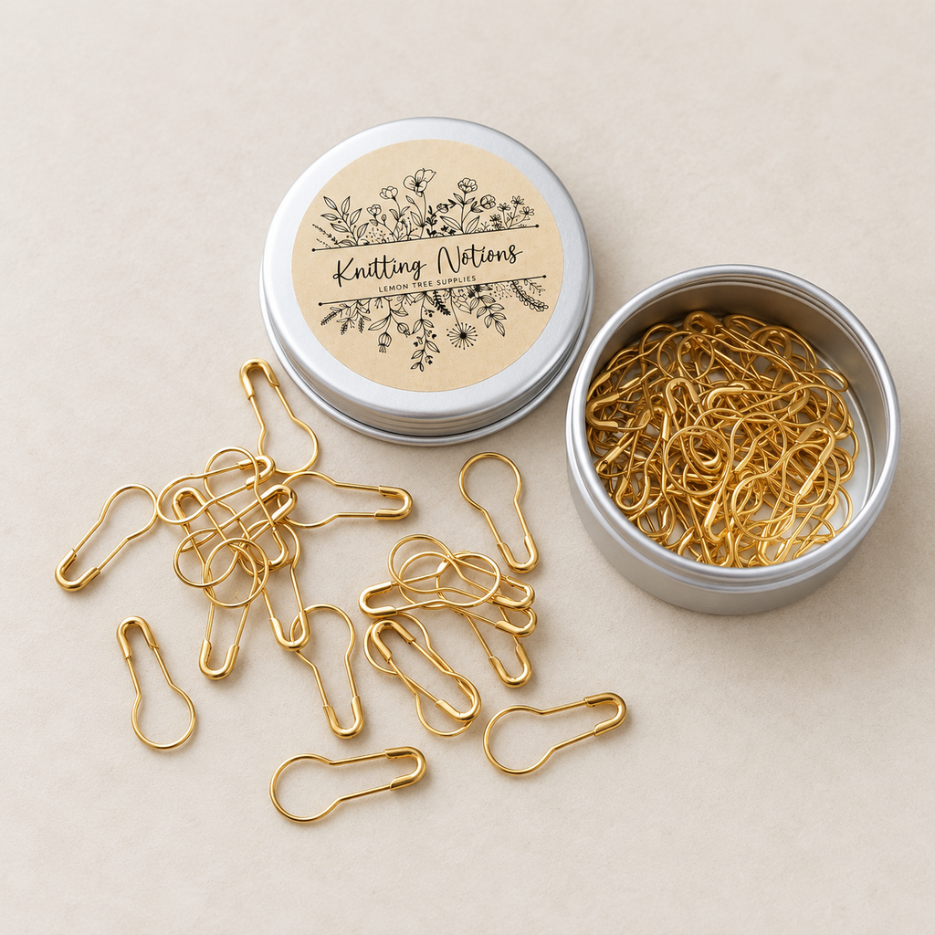 50 Knitting and Crochet Stitch Markers in a Tin