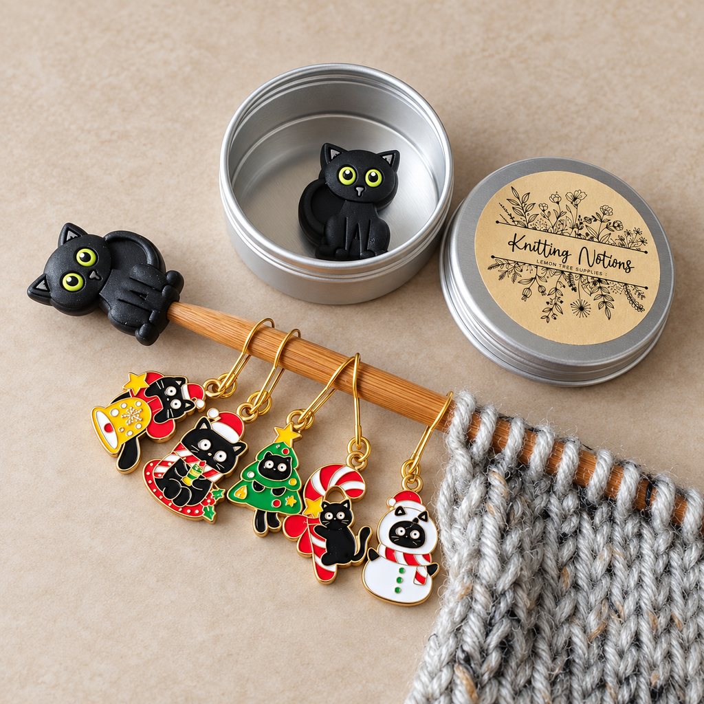 Christmas Cat Stitch Markers and Stitch Stoppers