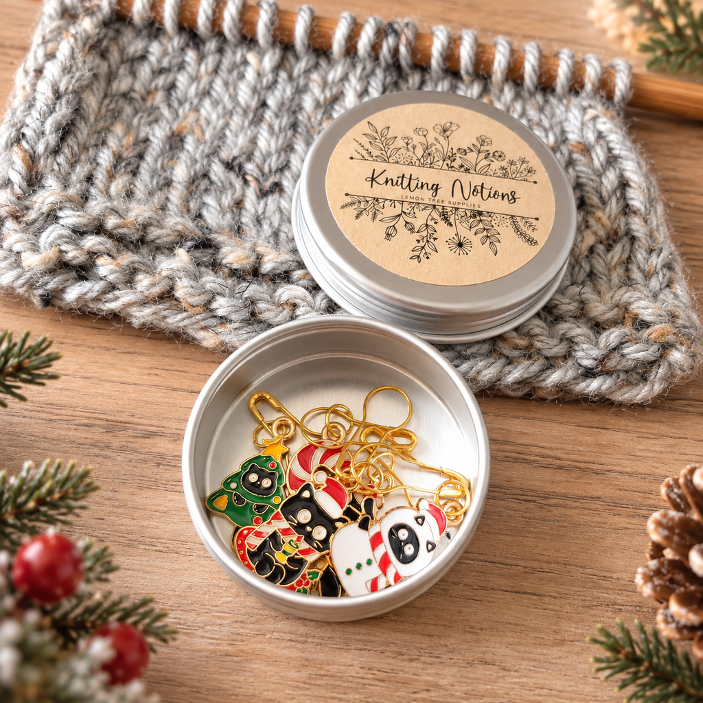 Christmas Cat Stitch Markers and Stitch Stoppers