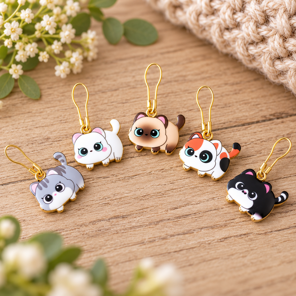 Chubby Cat Stitch Markers for Knitting and Crochet