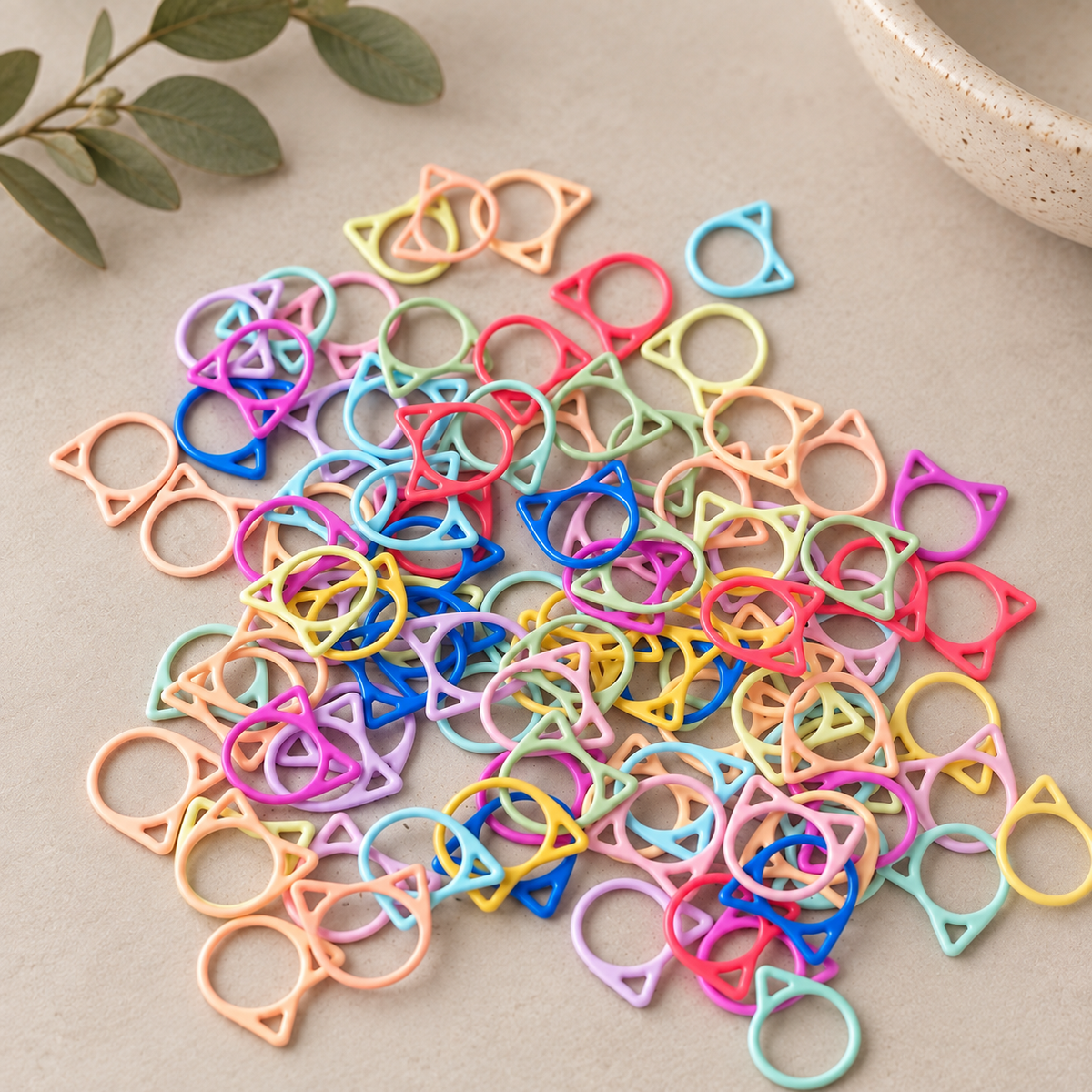 Colourful Cat Ear Stitch Markers
