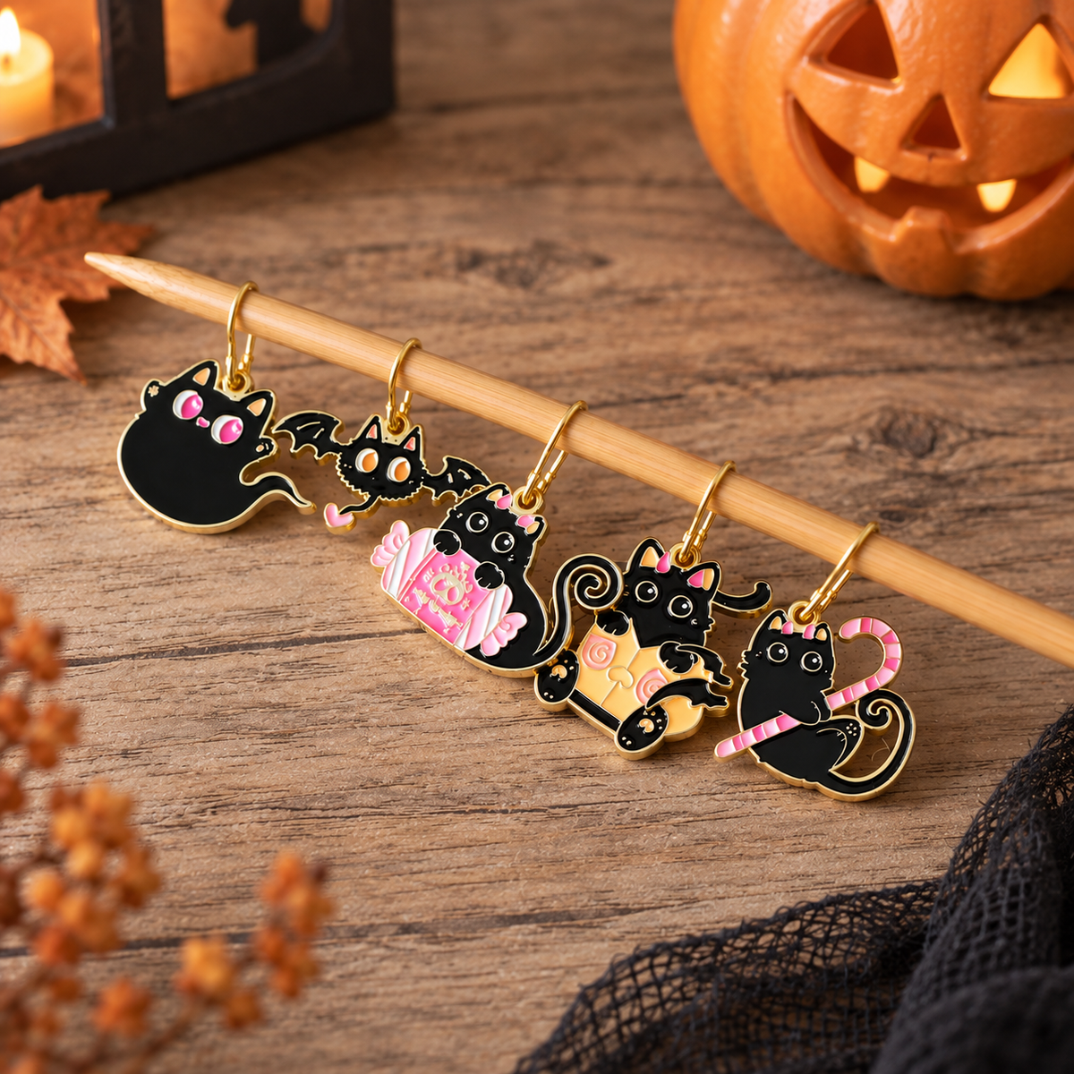 Halloween Candy Kitty Stitch Markers