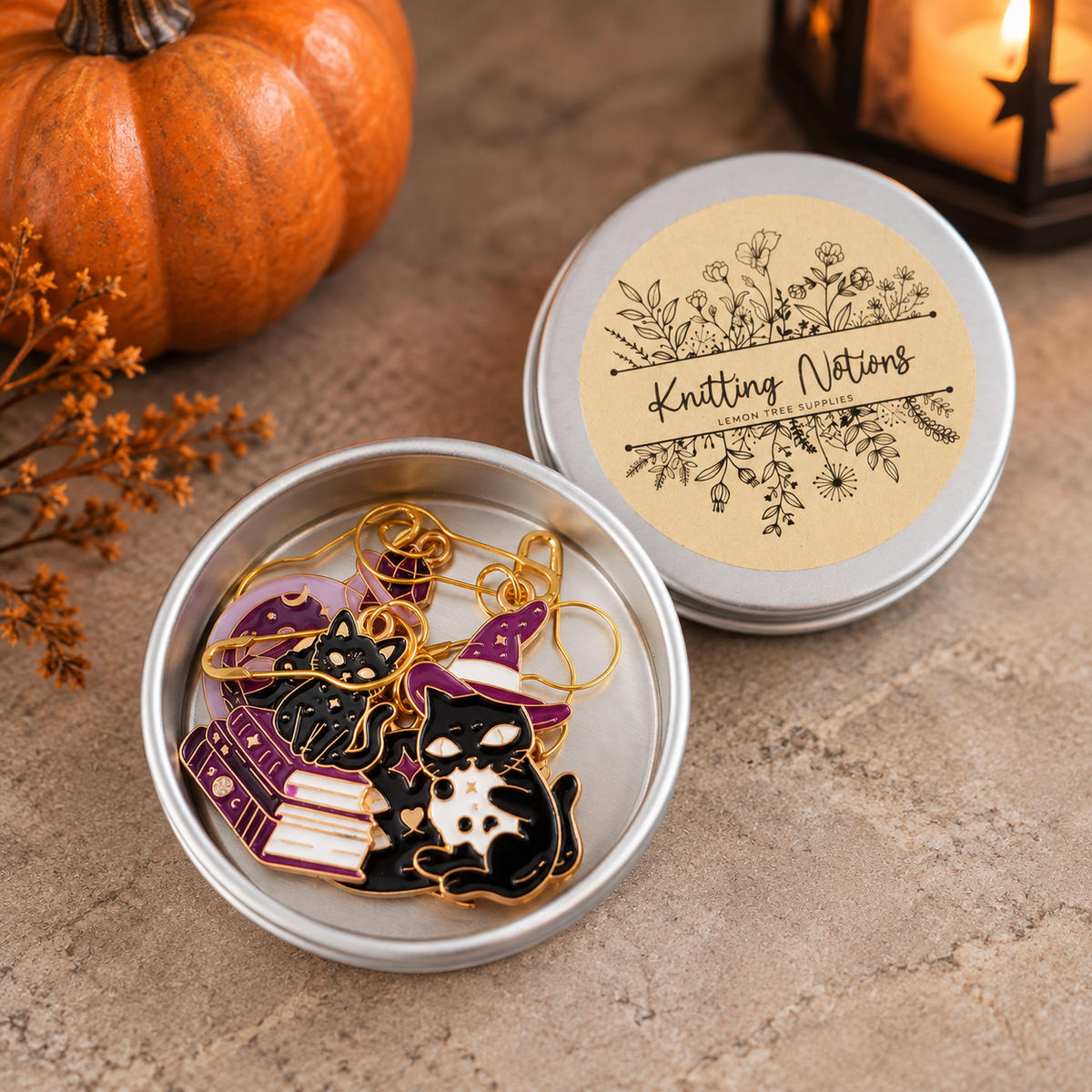 Halloween Witch Kitty Stitch Markers