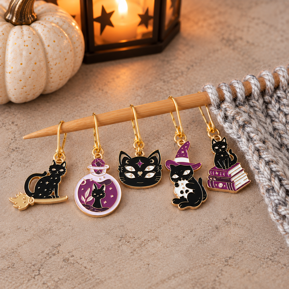 Halloween Witch Kitty Stitch Markers