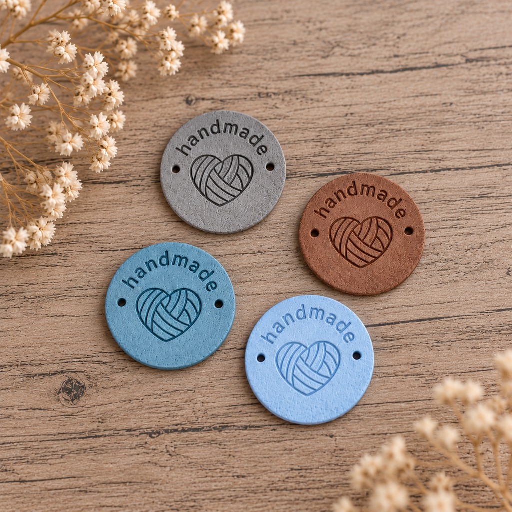 Round Handmade Tags with Yarn Heart
