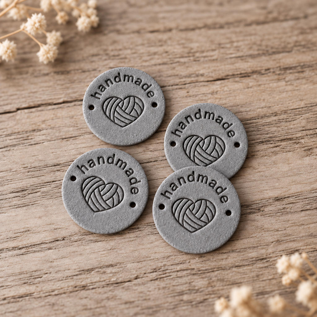 Round Handmade Tags with Yarn Heart
