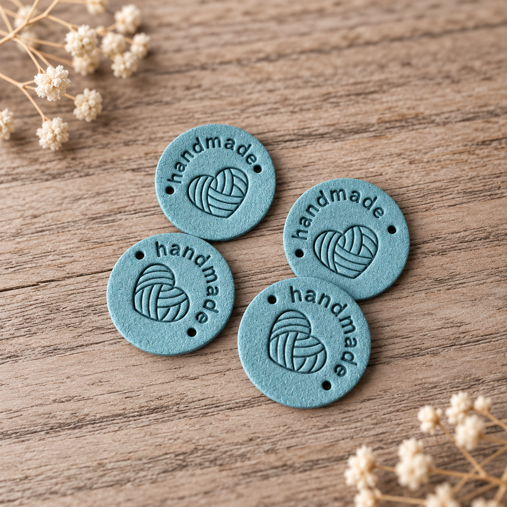 Round Handmade Tags with Yarn Heart