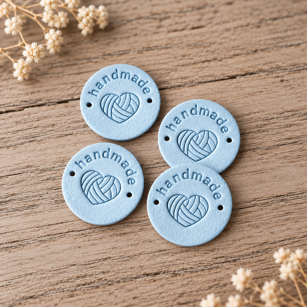 Round Handmade Tags with Yarn Heart