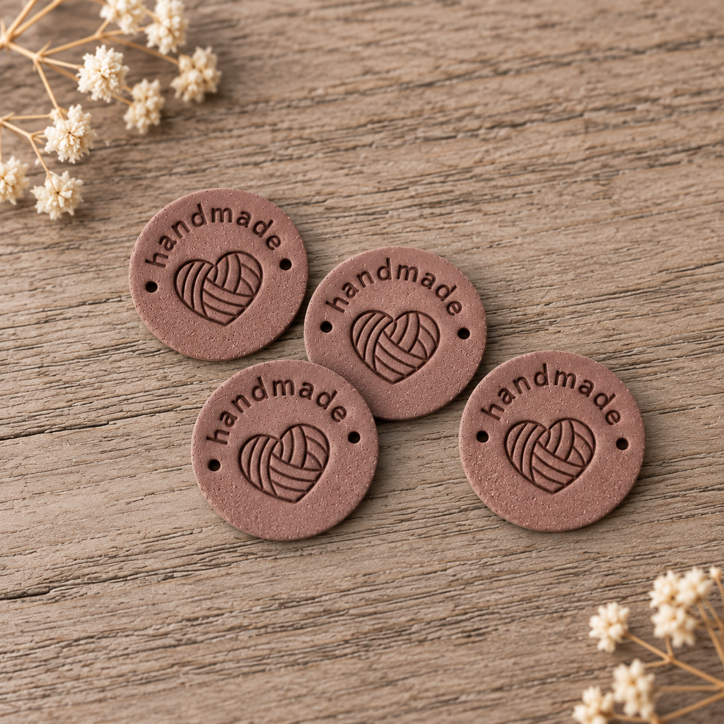 Round Handmade Tags with Yarn Heart
