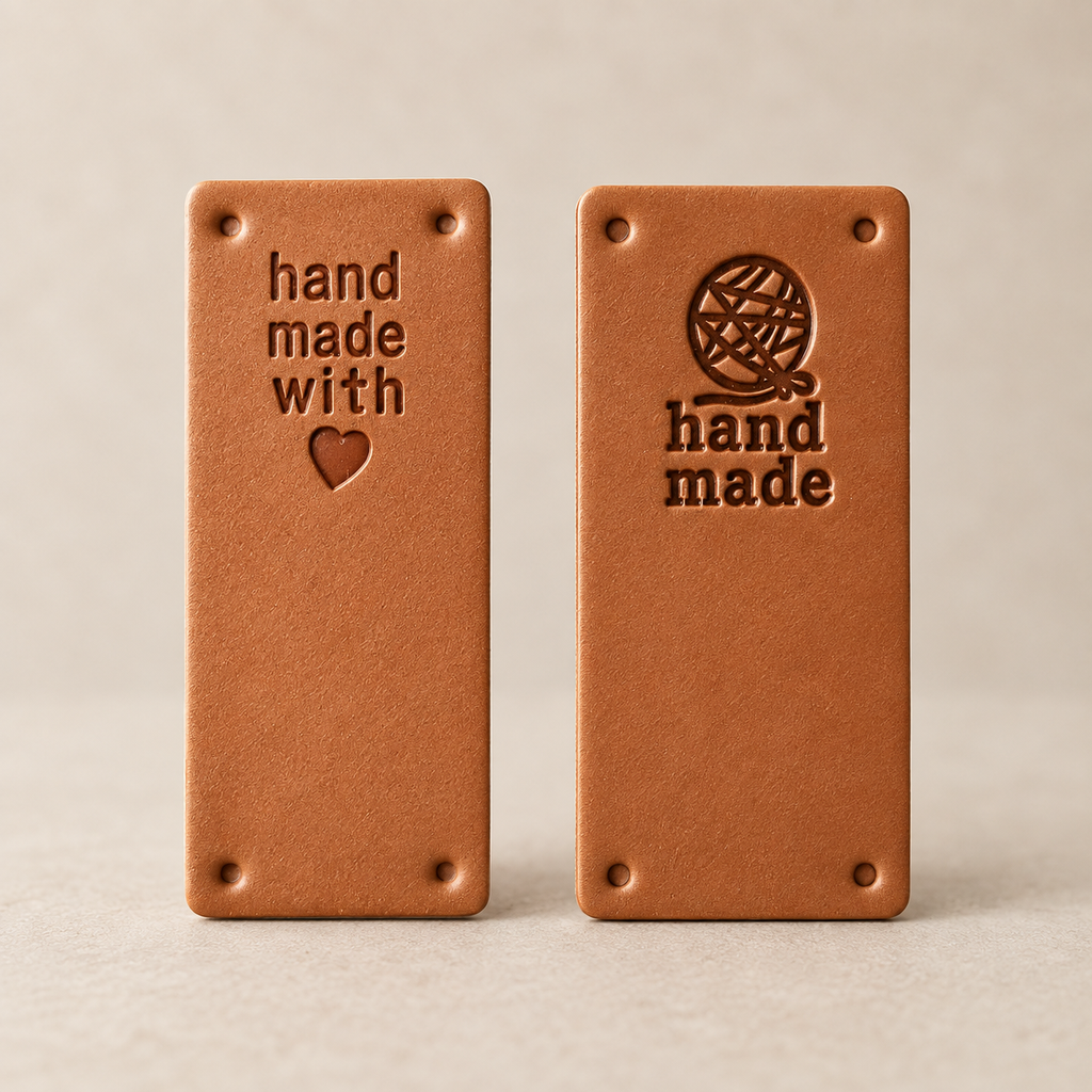 Brown Faux Leather Fold-Over Labels