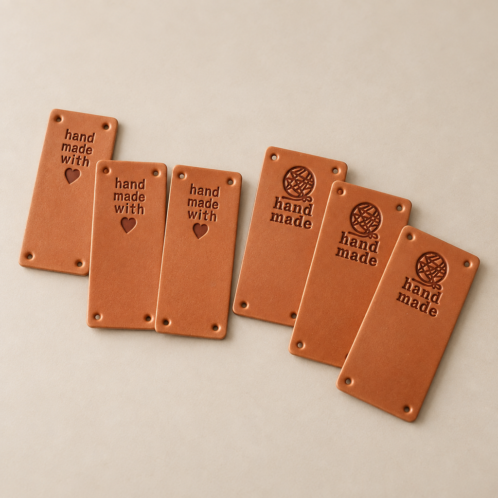 Brown Faux Leather Fold-Over Labels