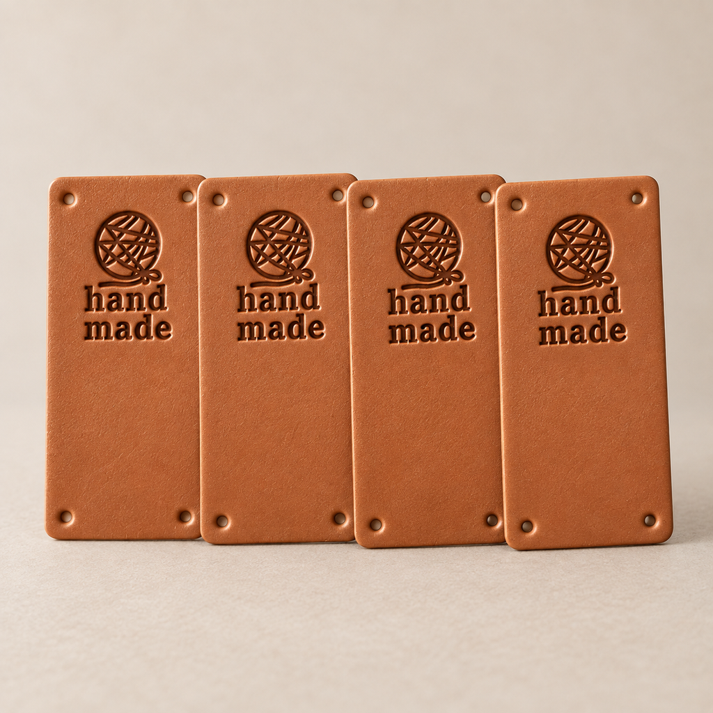 Brown Faux Leather Fold-Over Labels