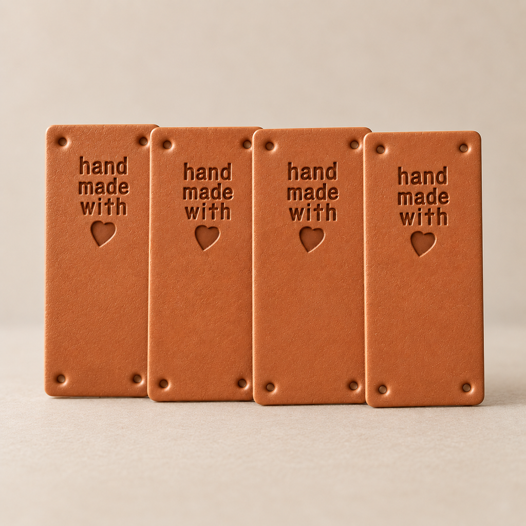 Brown Faux Leather Fold-Over Labels