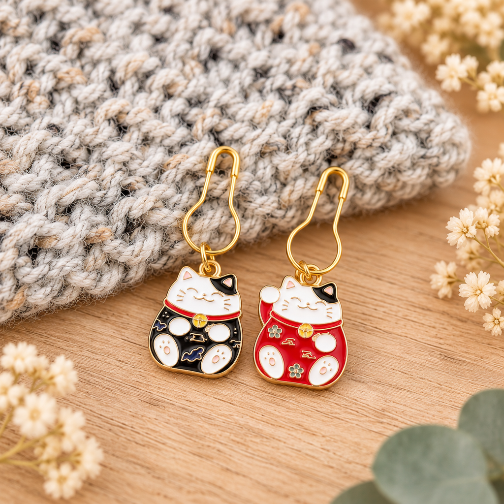 Lucky Cat Stitch Markers