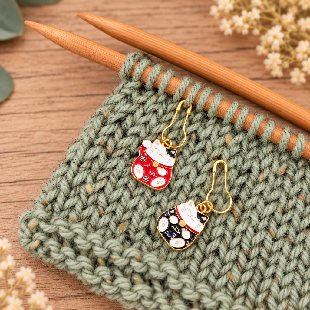 Lucky Cat Stitch Markers