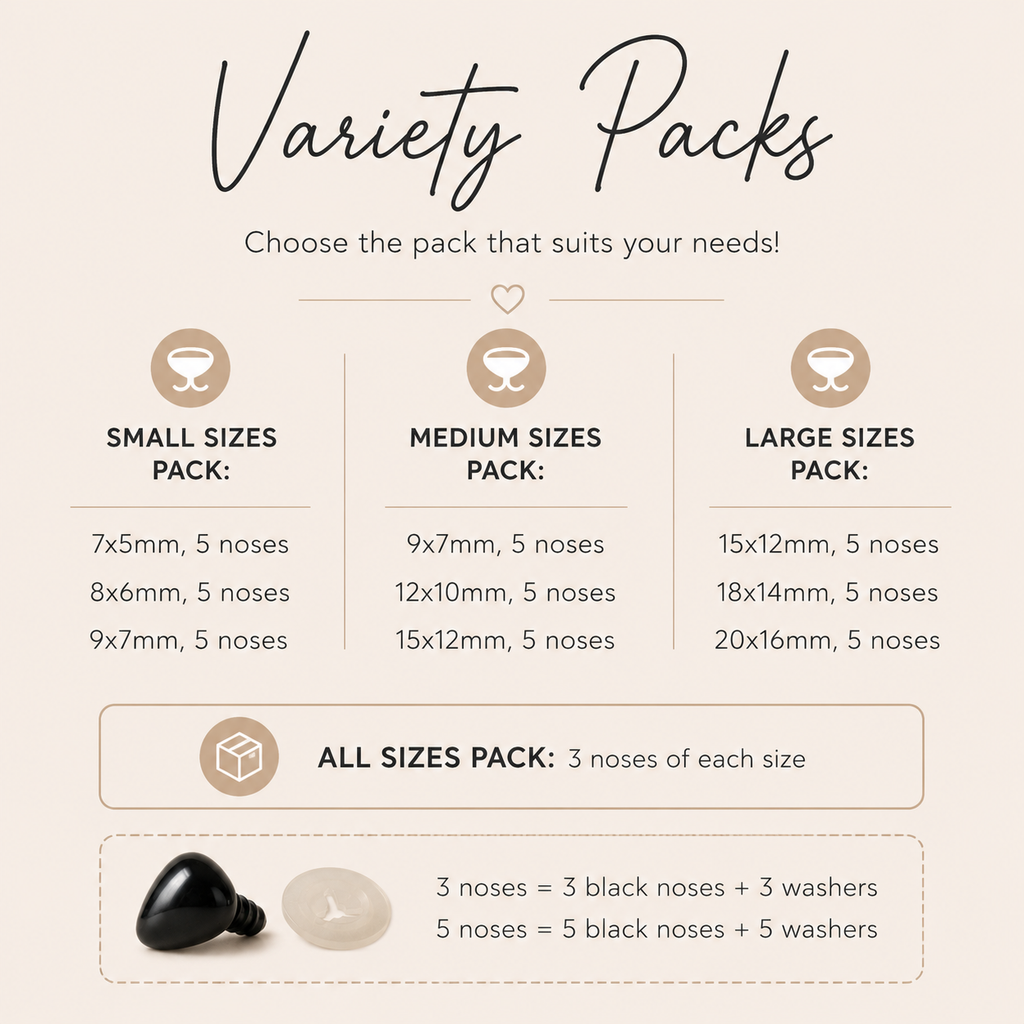 Black Triangular Safety Noses - Variety Pack