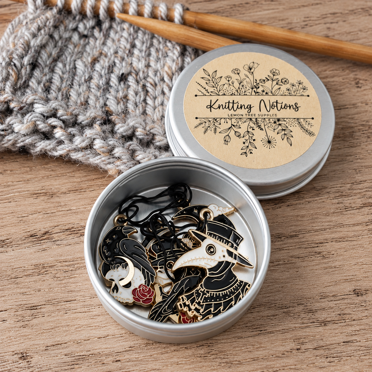 Gothic Raven Stitch Markers for Knitting and Crochet