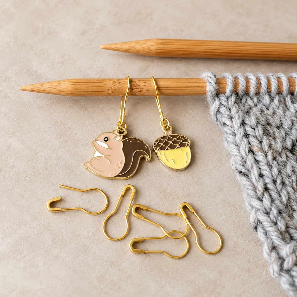 Squirrel and Acorn Stitch Markers