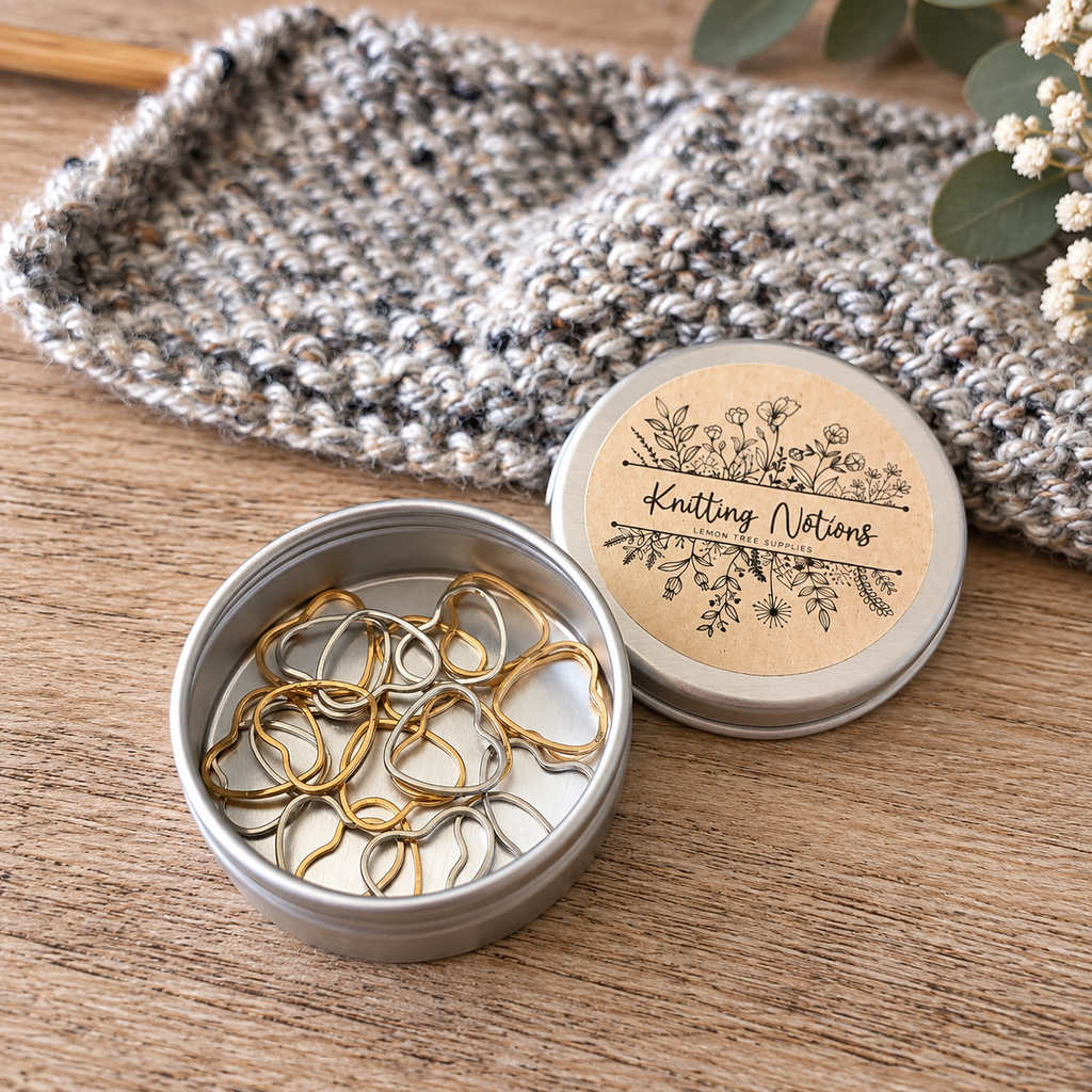 Gold and Silver Heart Knitting Stitch Markers