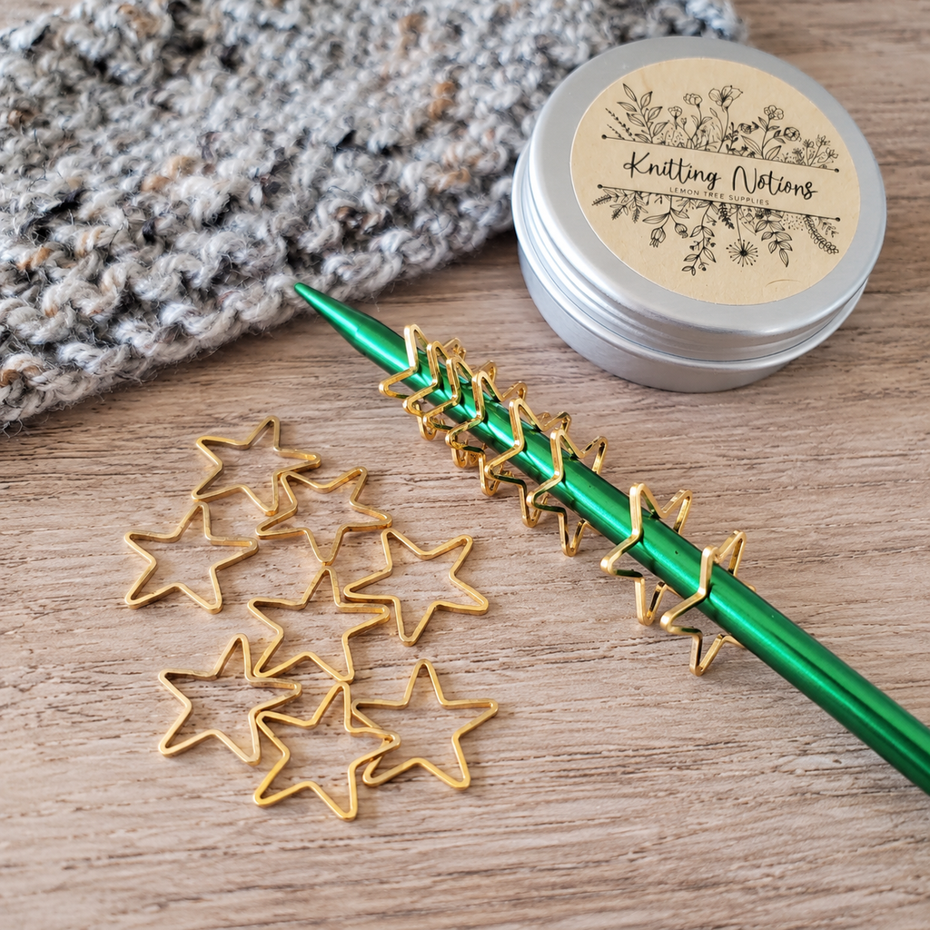 Gold Star Stitch Markers for Knitting