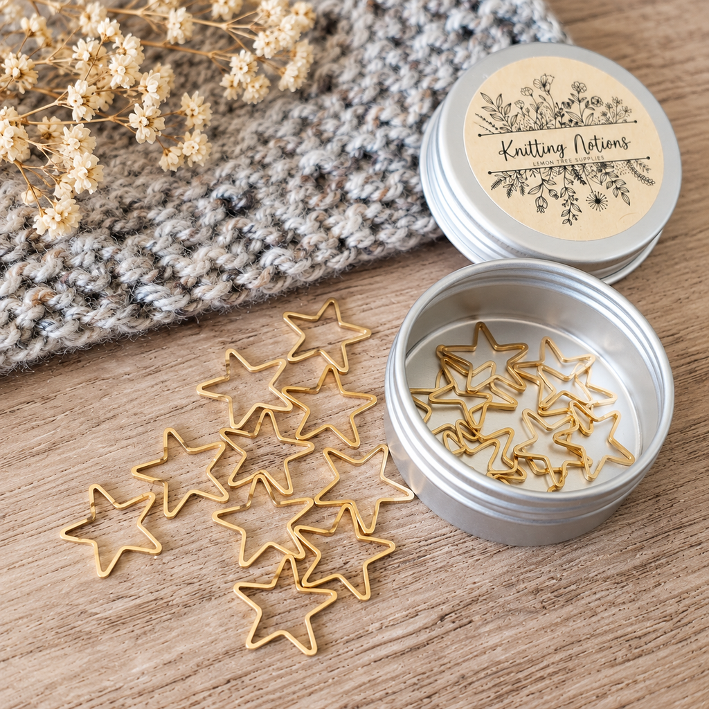 Gold Star Stitch Markers for Knitting