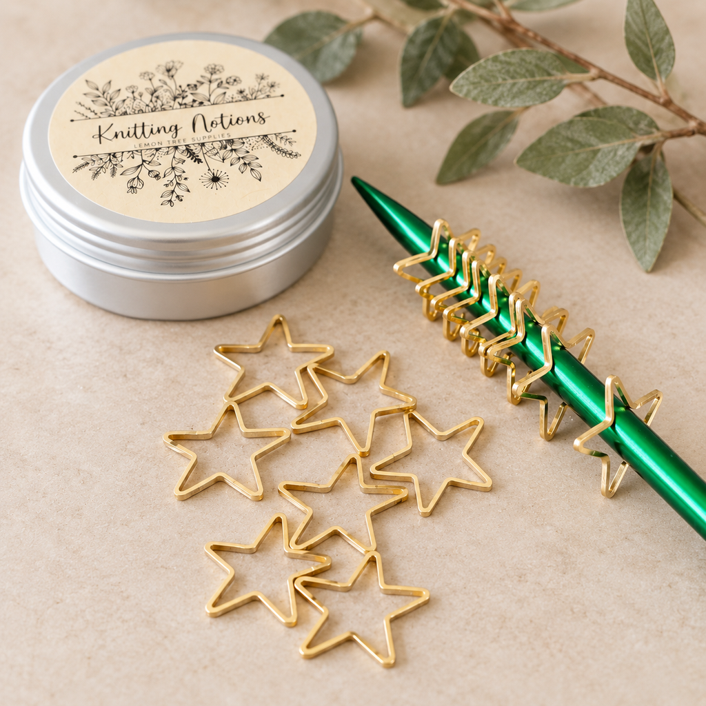 Gold Star Stitch Markers for Knitting